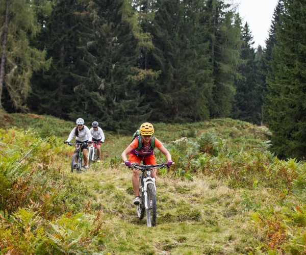 Mountainbiken durch Wälder im Gebirge im Salzburger Land © Wagrain-Kleinarl Tourismus